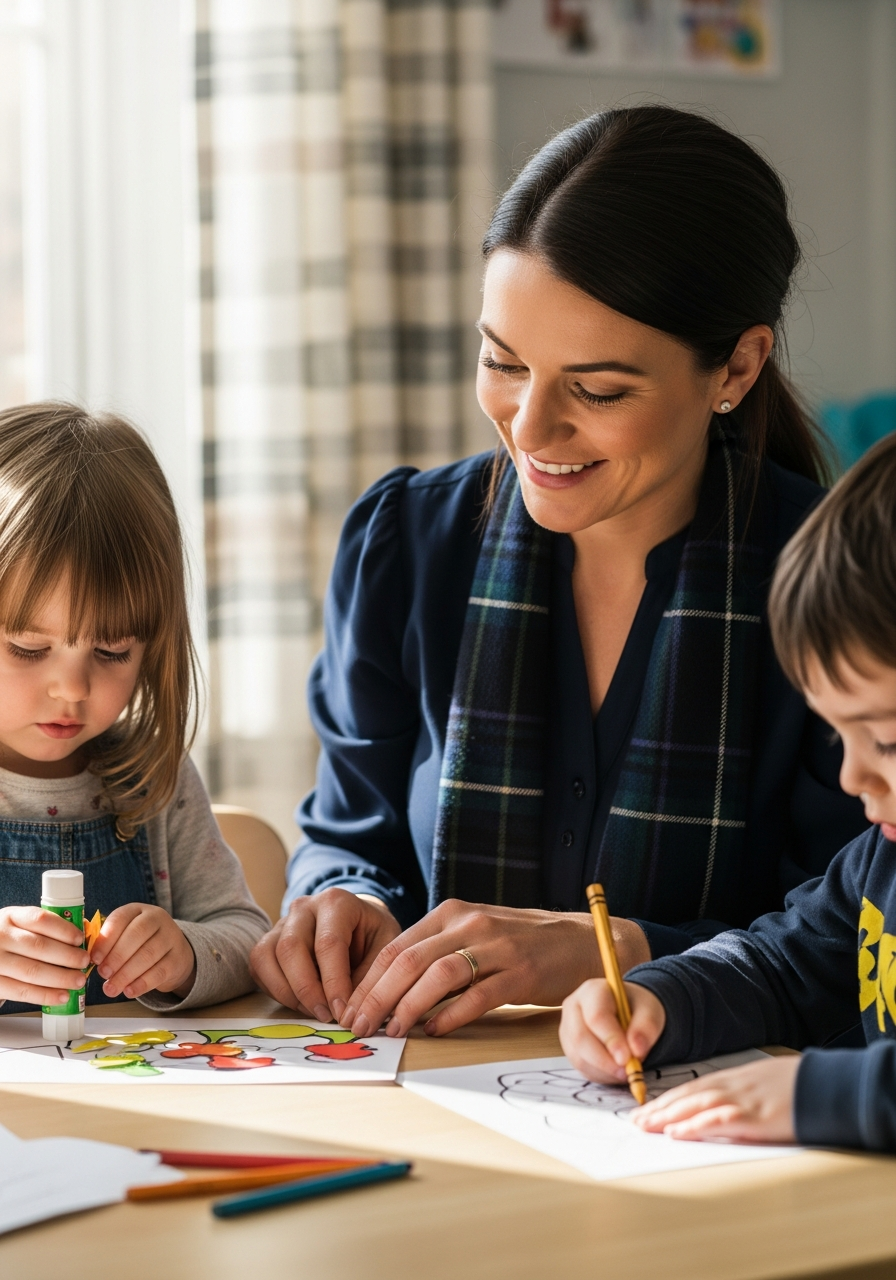 Scottish childminder with children in her care